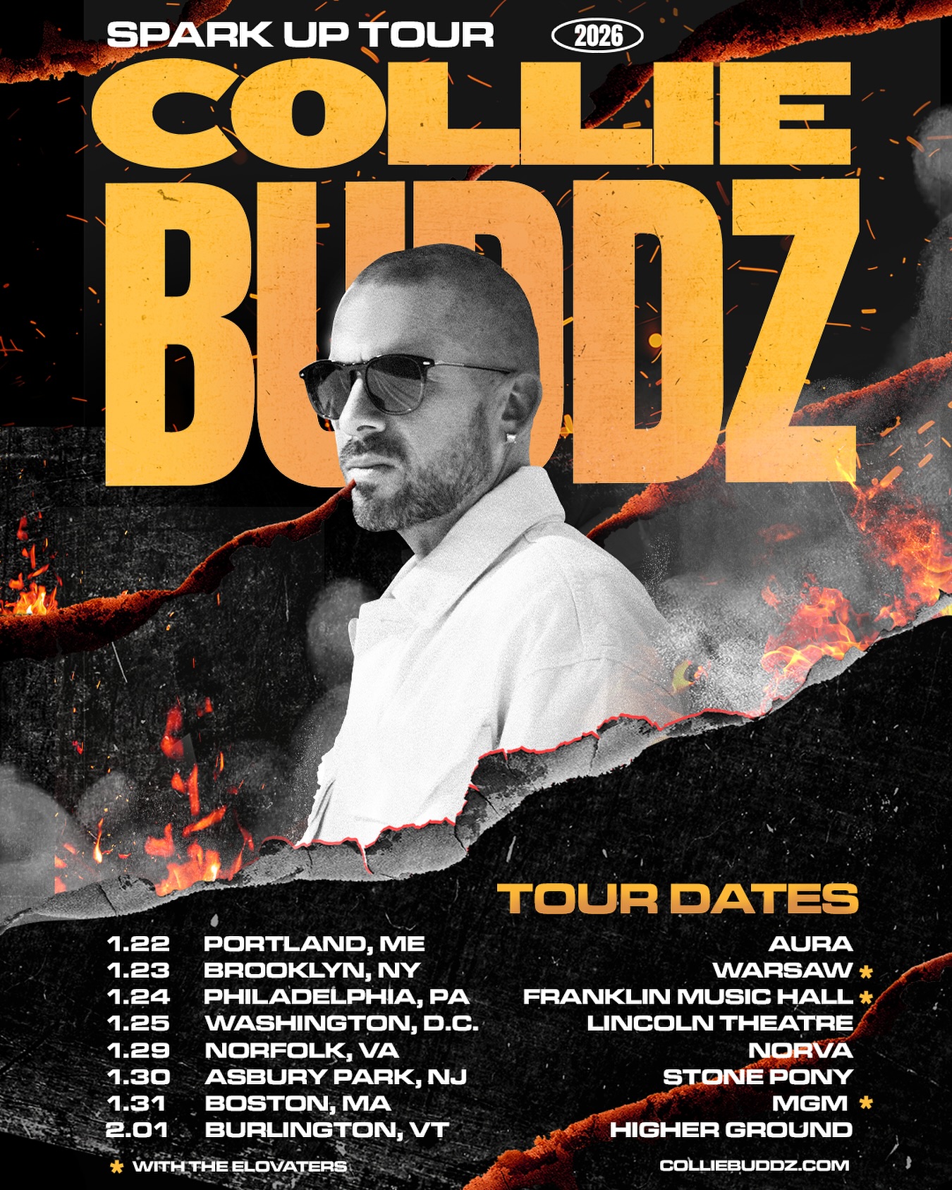 Collie Buddz Spark Up Tour Poster 2026